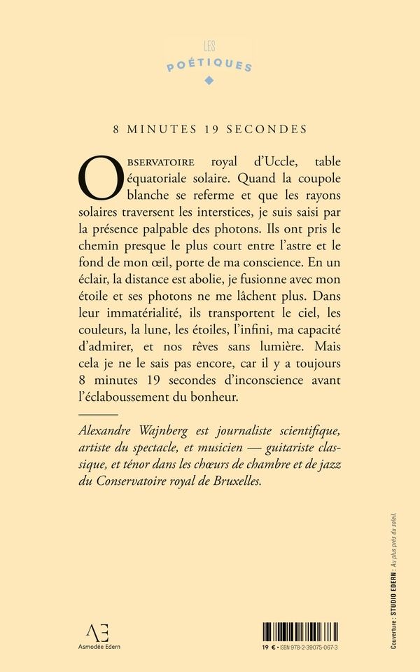 Quatrième de couverture de « 8 MINUTES 19 SECONDES »