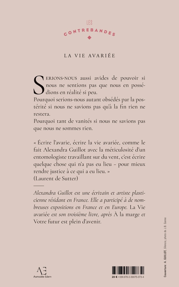 Quatrième de couverture de « LA VIE AVARIEE »
