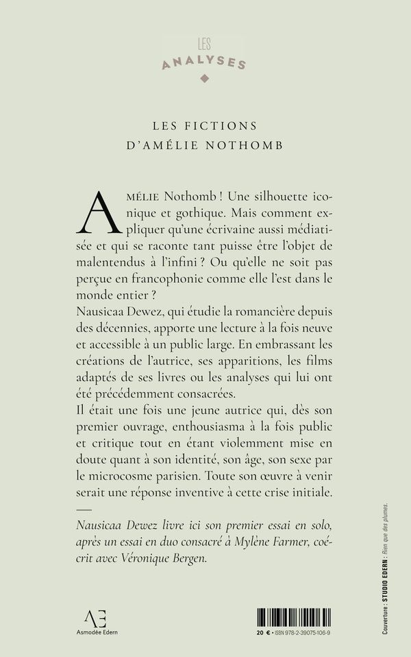 Quatrième de couverture de « Les fictions d'Amélie Nothomb »