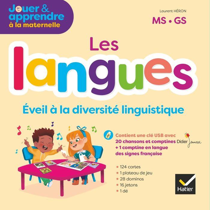 Couverture du livre « JOUER ET APPRENDRE - LANGUES PS, MS, GS ED. 2020 - JEUX DES LANGUES + ACCES NUMERIQUE » de Laurent Heron, librairie Les Contes Infusés à Corte