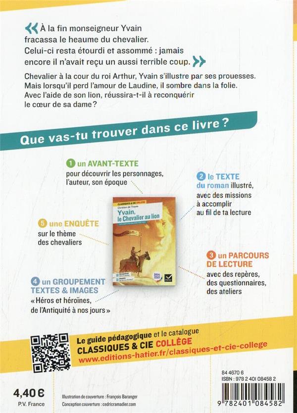 Quatrième de couverture de « Yvain, le chevalier au lion : texte intégral »