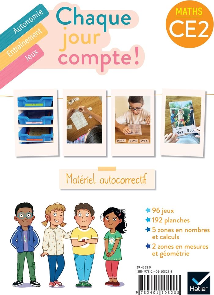 Couverture du livre « CHAQUE JOUR COMPTE - MATHS CE2 - ED. 2025 - LES ATELIERS : JEUX AUTOCORRECTIFS », librairie Les Contes Infusés à Corte