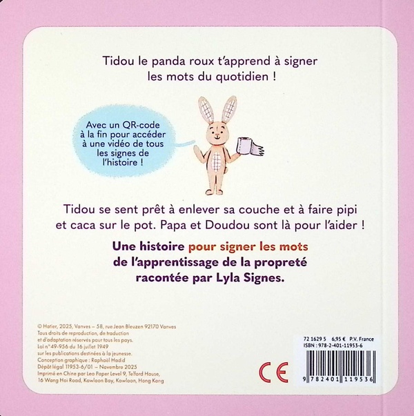 Quatrième de couverture de « Sur le pot ! : apprends a signer tes premiers mots avec moi »