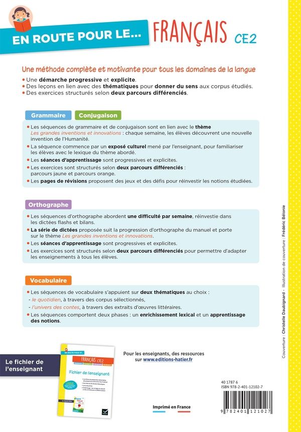 Quatrième de couverture de « En route pour le Français CE2 : manuel élève »