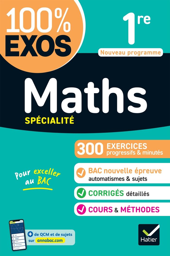 Couverture du livre « 100 % EXOS MATHS 1RE SPECIALITE - EXERCICES RESOLUS - NOUVELLE EPREUVE ANTICIPEE DU BAC » de Barache/bauer, librairie Les Contes Infusés à Corte
