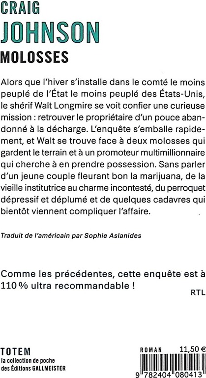 Quatrième de couverture de « Molosses : roman »