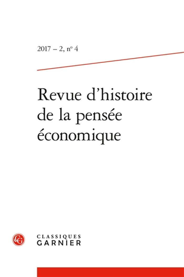 Couverture du livre « REVUE D'HISTOIRE DE LA PENSEE ECONOMIQUE - 2017 - 2, N  4 » de Ramon Tortajada, librairie Les Contes Infusés à Corte