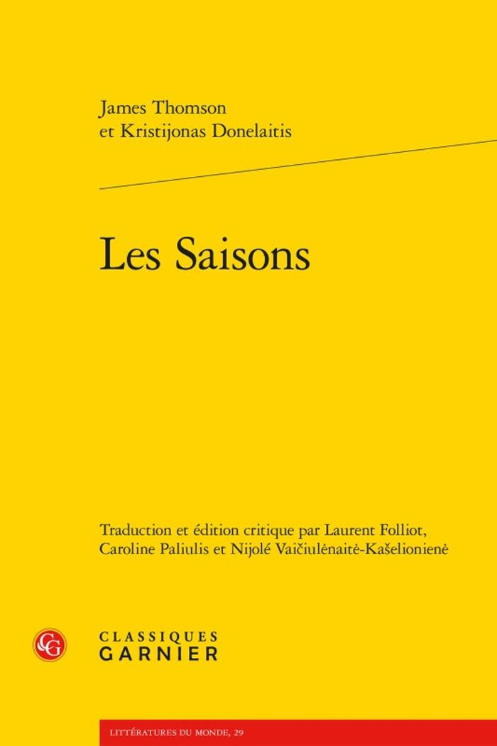 Couverture du livre « LES SAISONS » de Thomson/donelaitis, librairie Les Contes Infusés à Corte