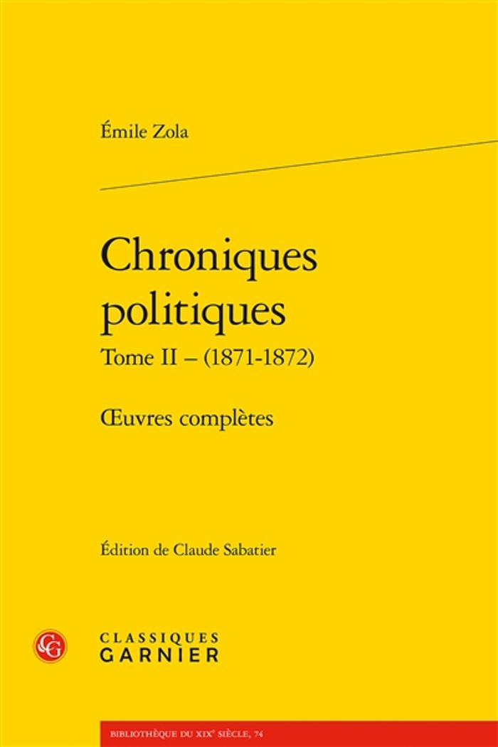 Couverture du livre « Chroniques politiques » de Émile Zola, librairie Les Contes Infusés à Corte