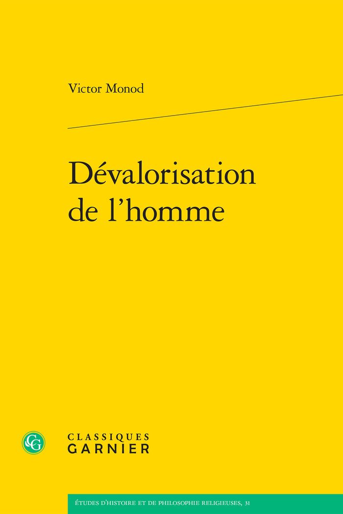 Couverture du livre « DEVALORISATION DE L'HOMME » de Victor Monod, librairie Les Contes Infusés à Corte