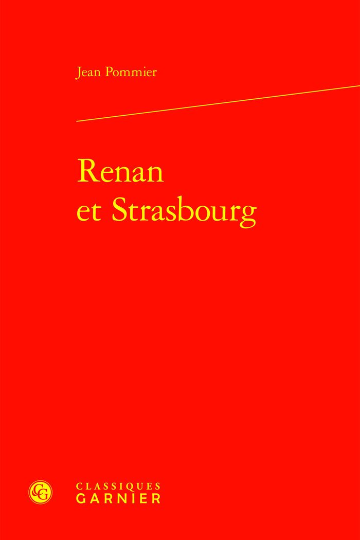 Couverture du livre « RENAN ET STRASBOURG », librairie Les Contes Infusés à Corte