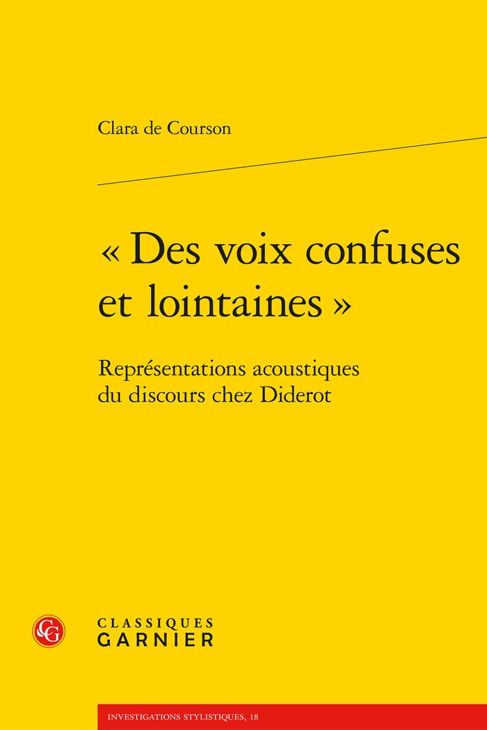Couverture du livre « DES VOIX CONFUSES ET LOINTAINES - REPRESENTATIONS ACOUSTIQUES DU DISCOURS CHEZ DIDEROT » de Courson Clara De, librairie Les Contes Infusés à Corte