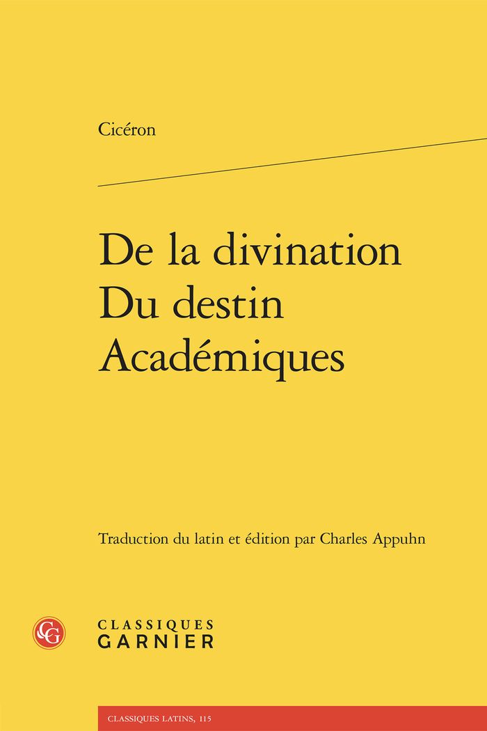 Couverture du livre « De la divination du destin académiques » de Cicéron, librairie Les Contes Infusés à Corte