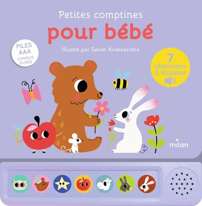 Couverture du livre « Petites comptines pour bébé » de Sarah Andreacchio, librairie Les Contes Infusés à Corte