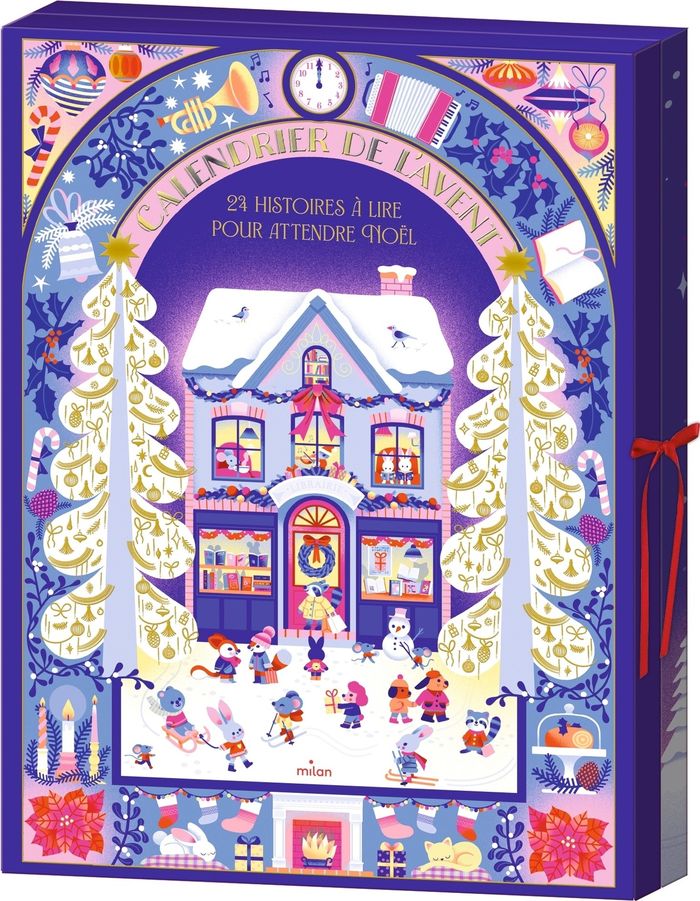 Couverture du livre « Calendrier de l'avent - : 24 histoires à lire pour attendre Noël » de Lucie Brunellière, librairie Les Contes Infusés à Corte