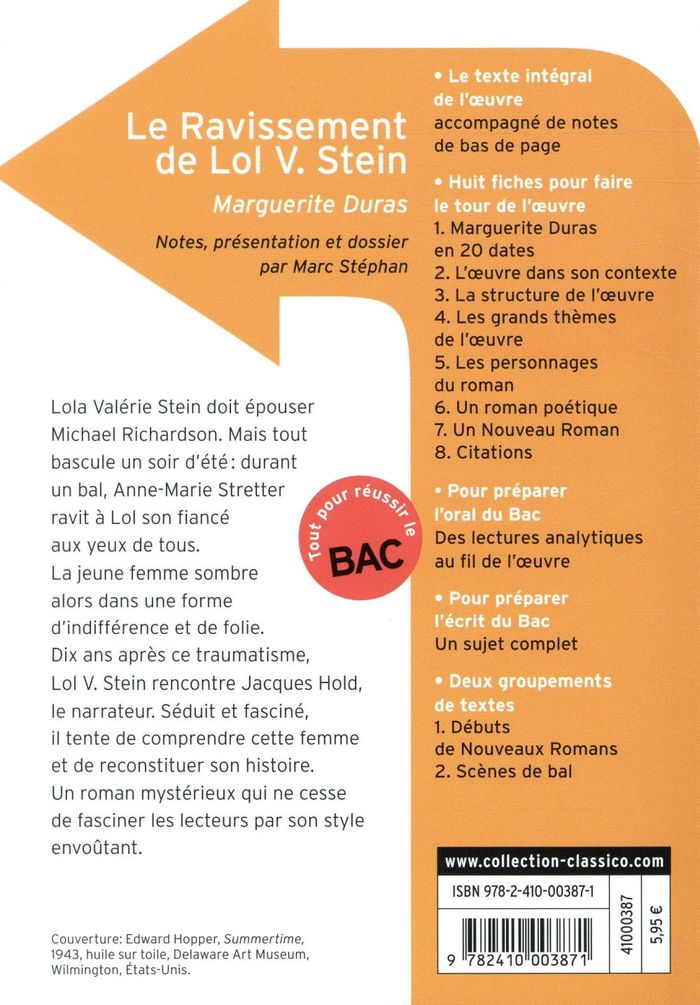 Quatrième de couverture de « Le ravissement de Lol V. Stein »