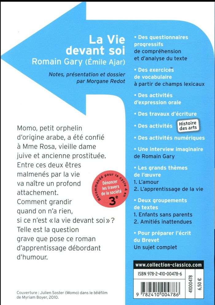 Quatrième de couverture de « La vie devant soi »