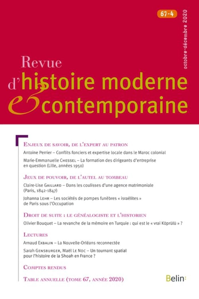 Couverture du livre « RHMC 67-4 - VARIA » de Collectif, librairie Les Contes Infusés à Corte