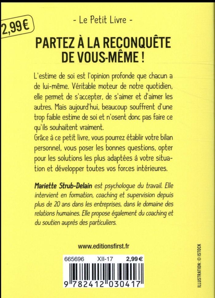 Quatrième de couverture de « PETIT LIVRE DE L'ESTIME DE SOI »