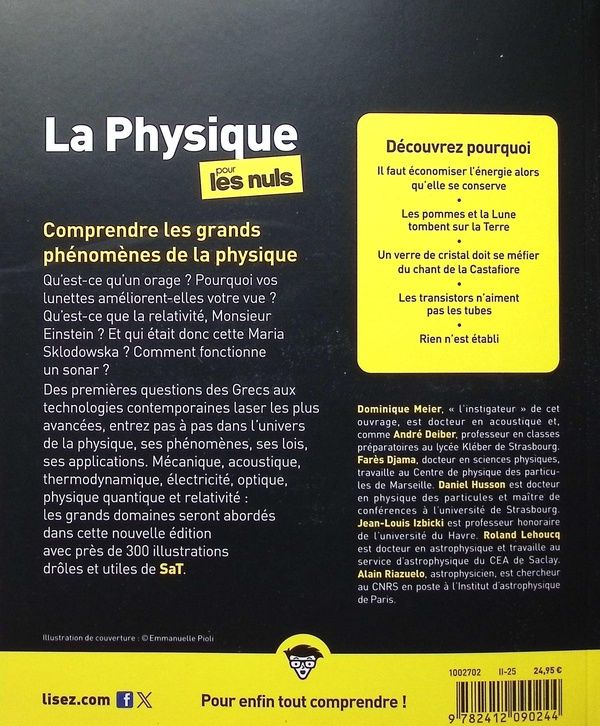 Quatrième de couverture de « La physique pour les nuls »