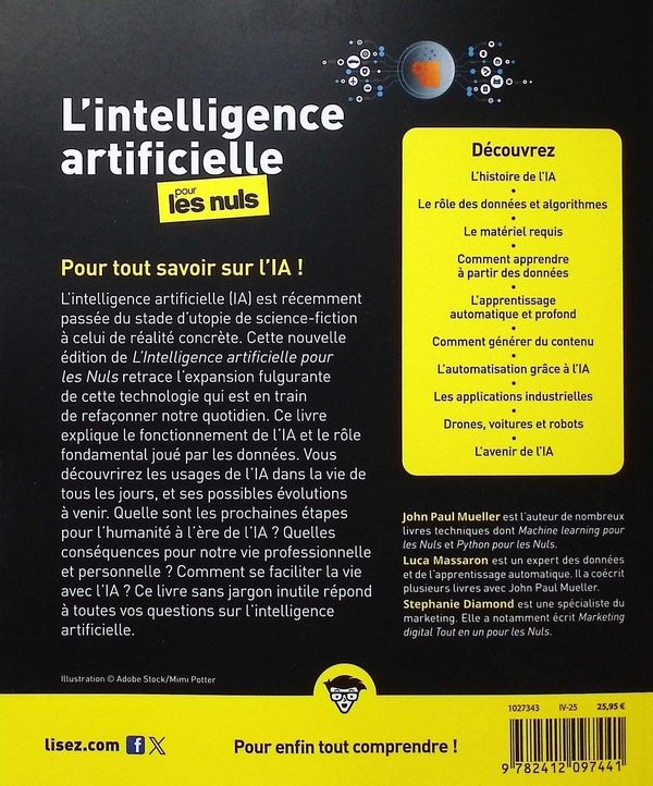 Quatrième de couverture de « L'intelligence artificielle pour les nuls »