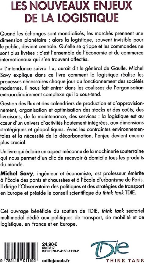 Quatrième de couverture de « Les nouveaux enjeux de la logistique »