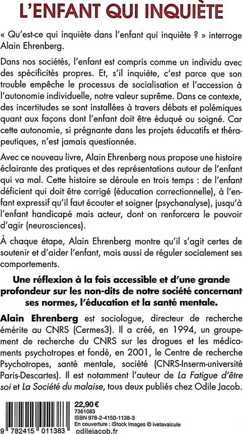 Quatrième de couverture de « L'enfant qui inquiète »