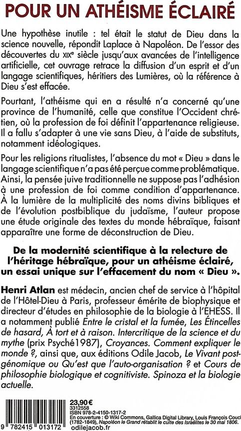 Quatrième de couverture de « Pour un athéisme éclairé : des Lumières au monde hébraïque »