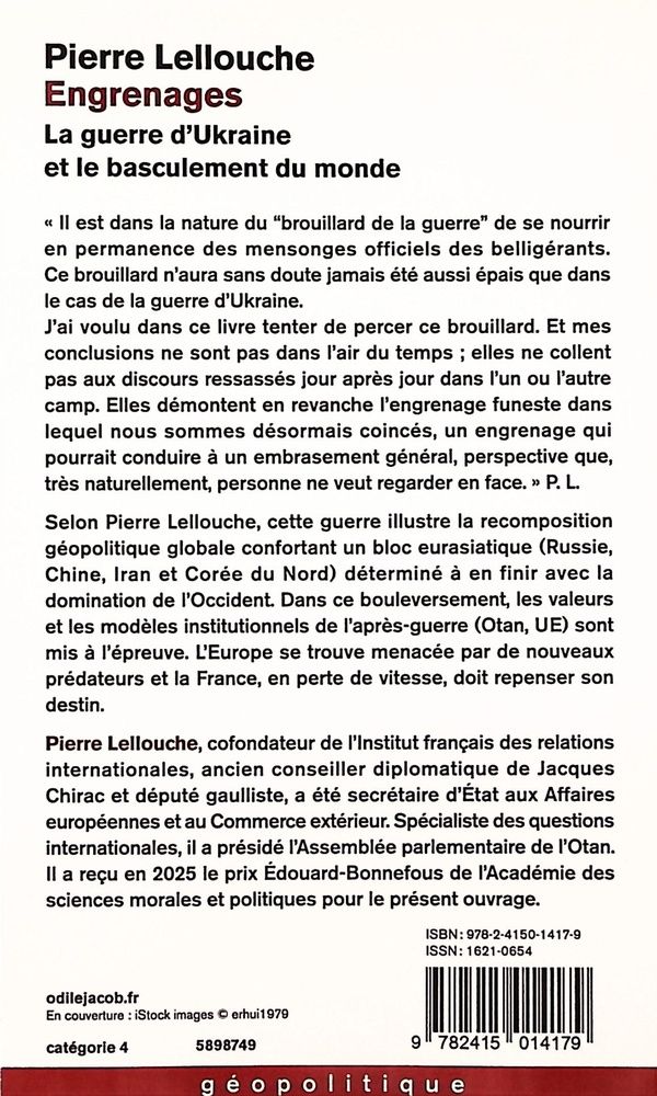 Quatrième de couverture de « Engrenages : la guerre d'Ukraine et le basculement du monde »