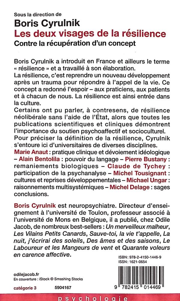 Quatrième de couverture de « Les deux visages de la résilience : contre la récupération d'un concept »