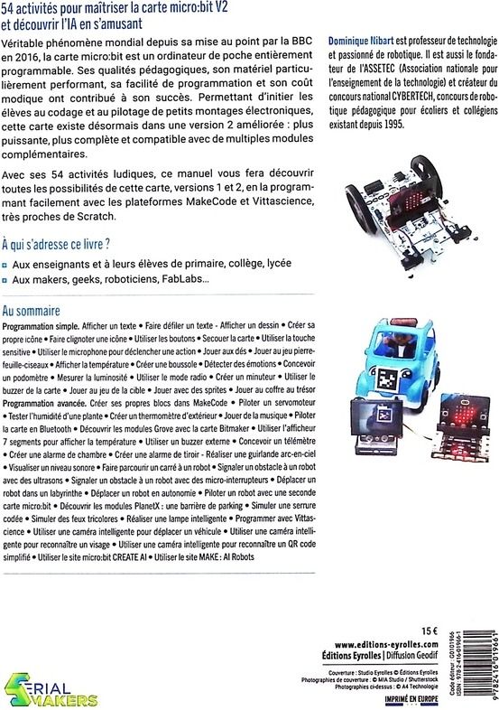 Quatrième de couverture de « 54 activités avec la carte Micro:bit : carte V2 »