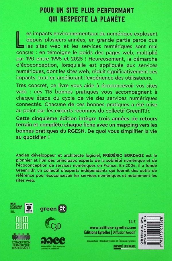 Quatrième de couverture de « Écoconception web : les 115 bonnes pratiques »