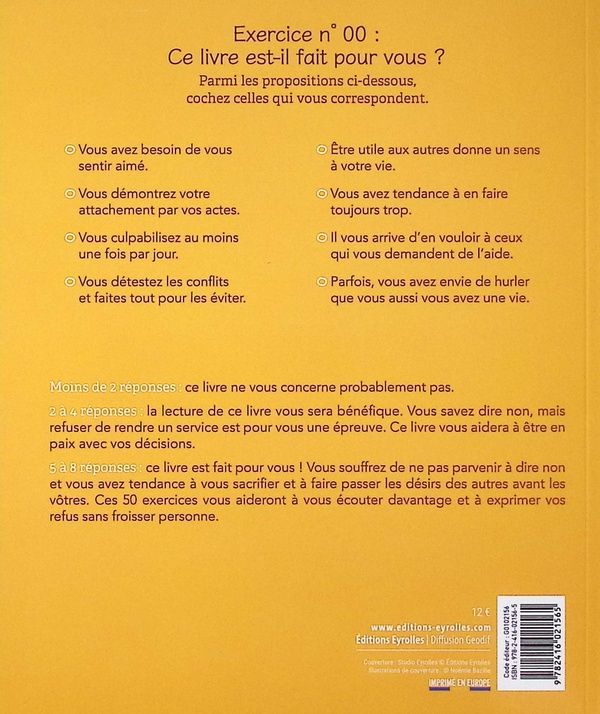 Quatrième de couverture de « 50 exercices pour savoir dire non »