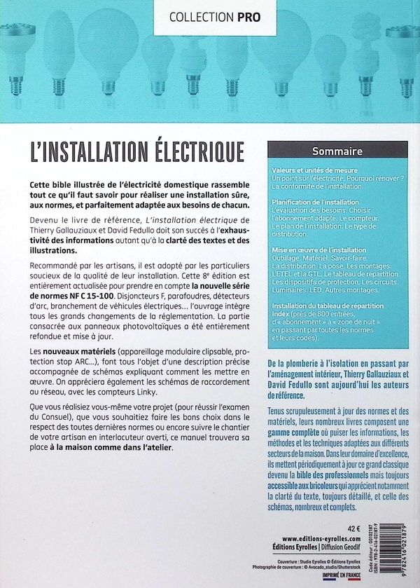 Quatrième de couverture de « L'installation électrique »