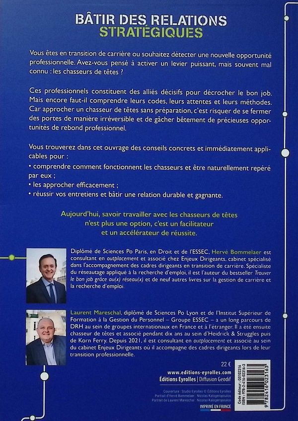 Quatrième de couverture de « Trouver le bon job grâce aux chasseurs de têtes : démystifier les codes pour bâtir des relations stratégiques »
