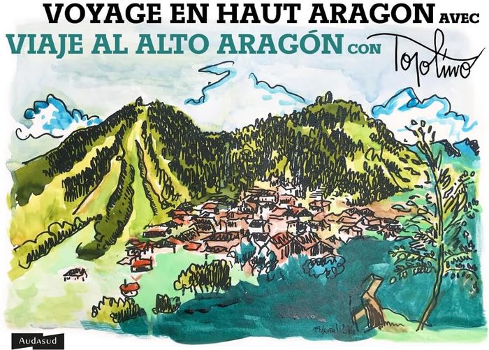 Couverture du livre « VOYAGE EN HAUT ARAGON - AVEC TOPOLINO - EDITION BILINGUE » de Topolino/lugand, librairie Les Contes Infusés à Corte