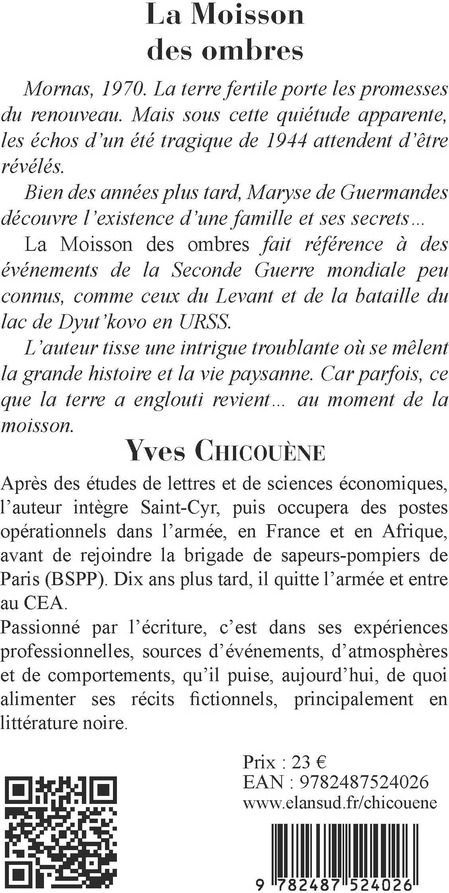 Quatrième de couverture de « La moisson des ombres : roman »