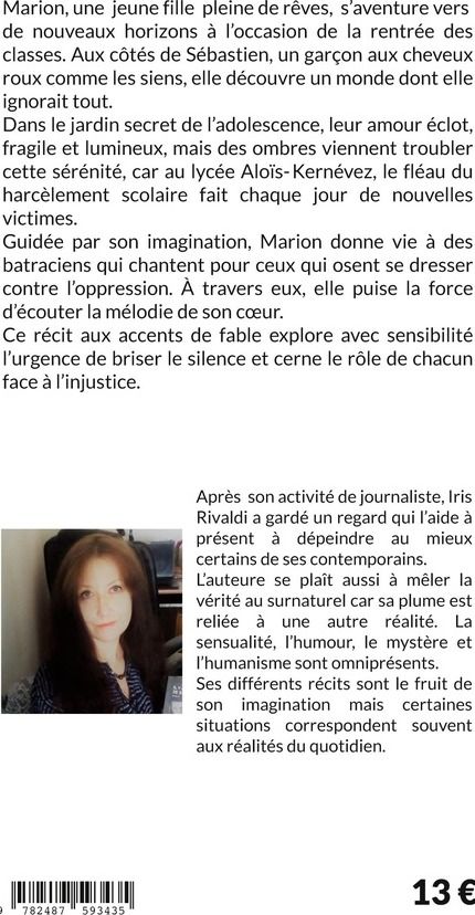 Quatrième de couverture de « Le cantique des batraciens : une plongée en adolescence »