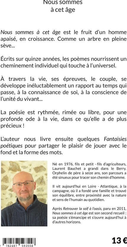 Quatrième de couverture de « Nous sommes à cet âge : poésie »