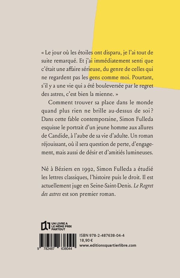 Quatrième de couverture de « Le regret des astres »