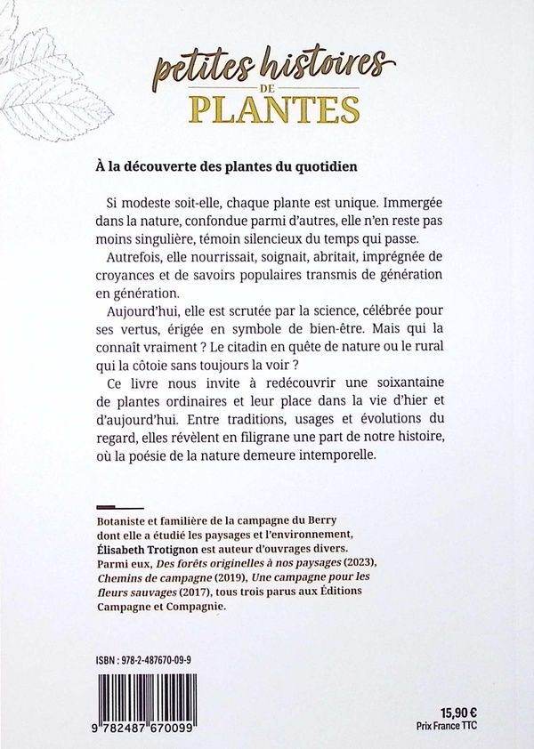 Quatrième de couverture de « Petites histoires de plantes : croyances, usages et bienfaits »