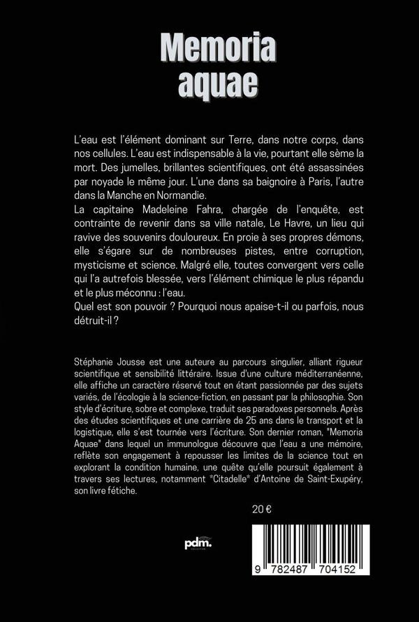 Quatrième de couverture de « Memoria aquae : roman »
