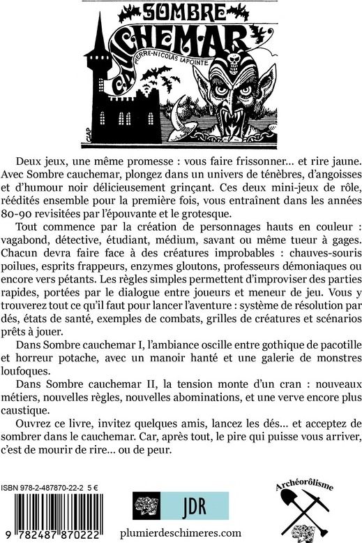 Quatrième de couverture de « SOMBRE CAUCHEMAR I ET II »