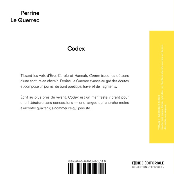 Quatrième de couverture de « Codex »