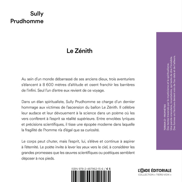 Quatrième de couverture de « Le Zénith »