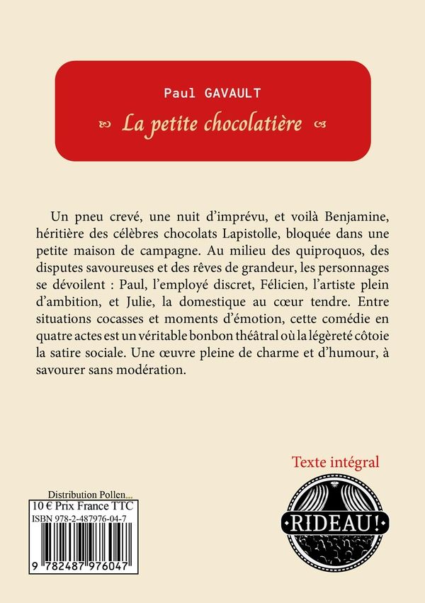 Quatrième de couverture de « LA PETITE CHOCOLATIERE »