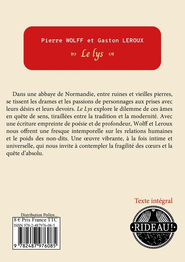 Quatrième de couverture de « LE LYS »