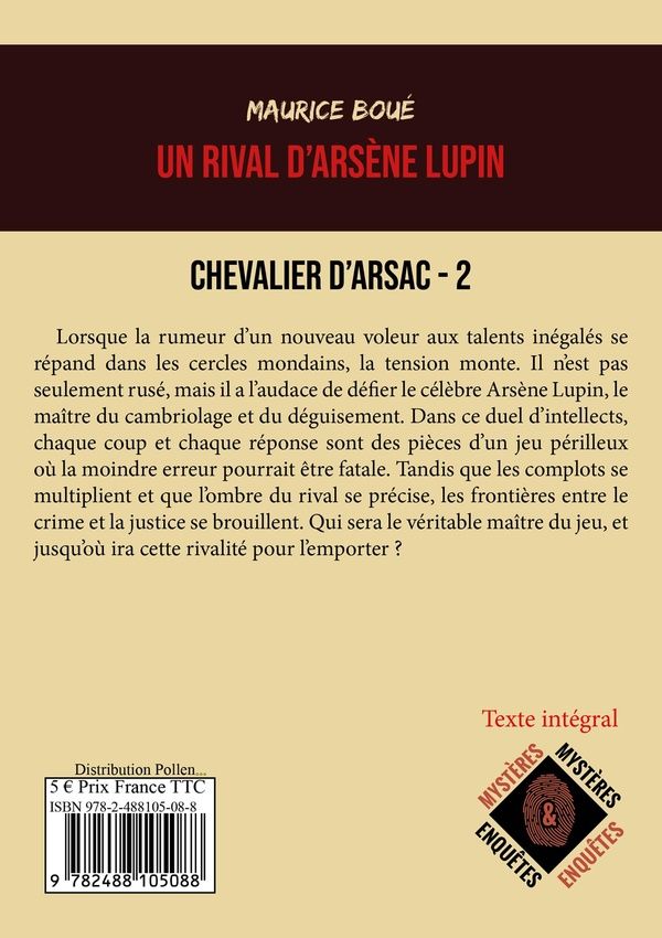 Quatrième de couverture de « UN RIVAL DARSENE LUPIN »