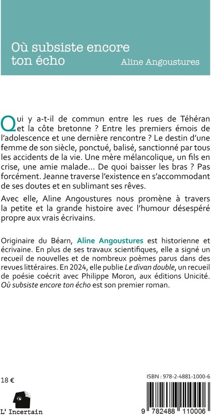Quatrième de couverture de « Où subsiste encore ton écho »