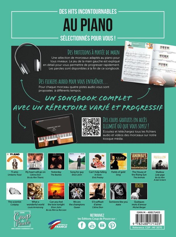 Quatrième de couverture de « METHODE COUP DE POUCE SONGBOOK PIANO - SPECIAL POP ET CINEMA »